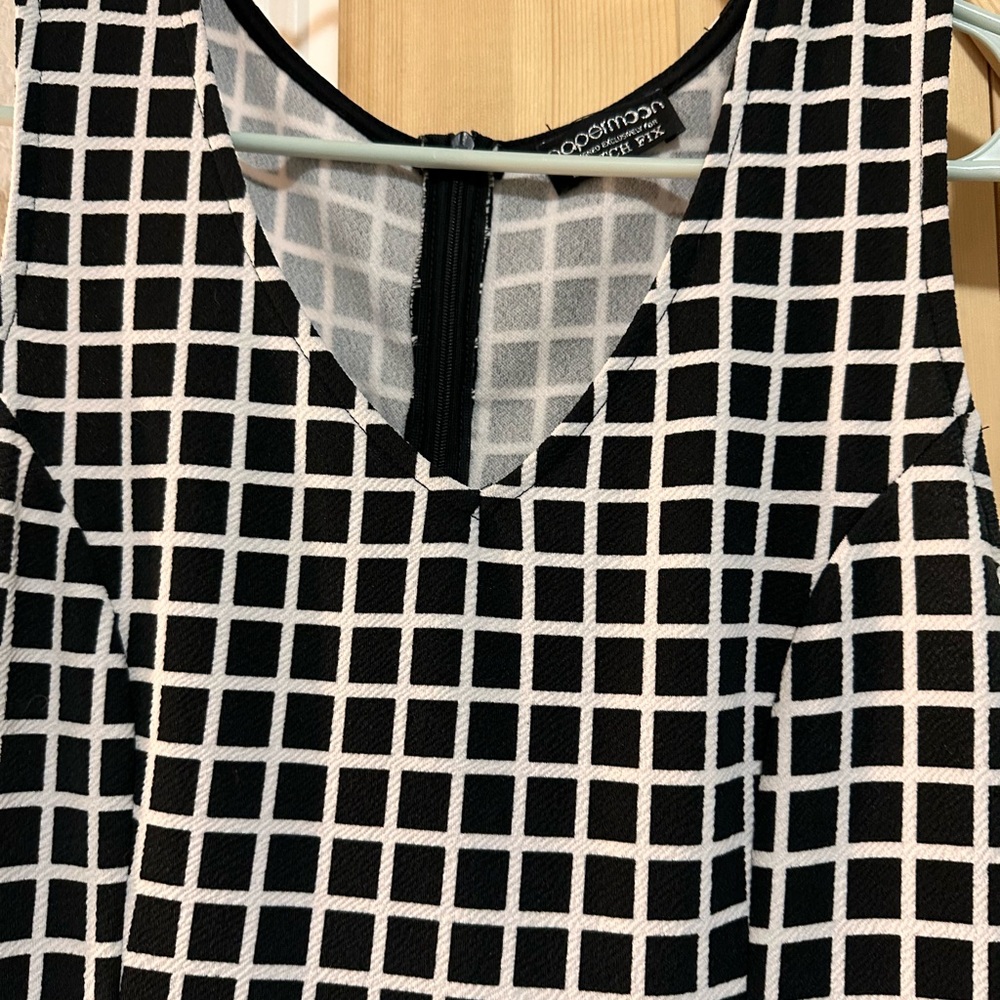 Black and White Grid Pattern Dress